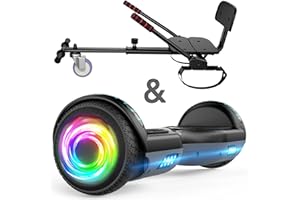 SISIGAD Hoverboard, Hoverboard with Seat Attachment, Self Balancing Scooter with LED Lights, Hoverboards for Kids