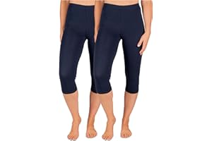 SES Capri Leggings Damen 2er Pack aus Größe 32-34 bis 56-58 / blickdichte Damen Capri-Leggings/elastische Damen Leggins 3/4 lang Baumwolle/Damen Capri Leggings mit Perfekter Passform