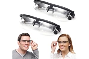 TEEORO Einstellbarer Fokus Brille Dial Vision Nah- und Fernsicht, HD-Zoom Einstellbare Grad -6,00 bis +3,00 Lesebrille, Entfernung Lesebrille für Männer Damen Fahren Ältere (2 STCK.)