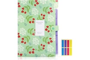 KONVINIT Teczka z przegródkami, format A4, z 5 przegródkami, PP z kwiatowym nadrukiem, akordeon, teczka na dokumenty z zatrzaskiem, zielona