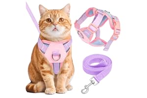 JOKUREAO 2Pcs Cat Harness and Lead Set, Escape Proof Adjustable Kitten Harness with Reflective Vest and Leash, Soft Mesh Cat Vest Harness for Small Medium Cats, Comfortable Walking Cat Leash