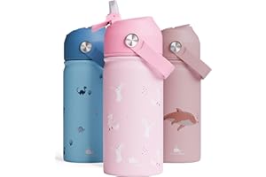 WigglyWhale Stainless Steel Kids Water Bottle – 380ML, BP...