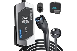 EVPEIWE Type 1 EV Charger with UK 3-Pin Plug, 5 Metre 13A Portable EV Charger Type 1 with Adjustable Current 6A/8A/10A/13A, 3.3kW J1772 Electric Car Charging Cable
