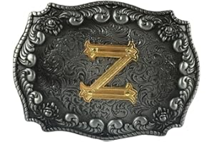 COOLLA Fibbia per cintura da uomo - lettere iniziali ABCDEFG a Z Western Rodeo Texas Cowboy grandi fibbie per cintura