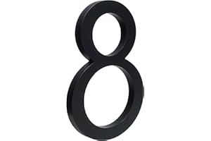 ‎HASWARE HASWARE Schwimmende Hausnummer 6 Zoll (15 cm) Stilvolle Türnummern Alphabet Plaque Straße Privatadresse Ziffern (8, Schwarz)
