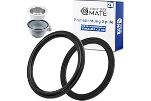 Profildichtung für Siebkorbablauf, 2 Stück, Ø 109 x 88 x 3,7 mm, für 3 1/2" Garnituren, kompatibel mit BLANCO, FRANKE, VIEGA, IKEA, uvm., Dichtungssatz Küchenarmatur, Lippendichtung Ventilablauf