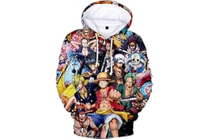 YIMIAO Impresión 3D Sudadera con Capucha One Piece Anime Patrón Casual Deportiva para Hombres Mujeres Mangas largas Cordón Luffy Ace Pullover