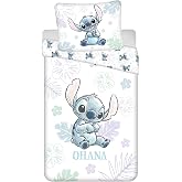 Stitch Angel Ohana Duvet Cover for 90 cm Bed 140 x 200 cm + Pillowcase | Reversible Twin Bedding | Ohana Means No One Left Be