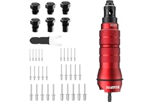 Adattatore per Rivettatrice Elettrica Professionale Beaspire per Avvitatore a Batteria o Trapano, kit Adattatore Rivetti per rivetti ciechi 2,4/3,2/4,0/4,8/6,0/6,4 mm (6 rivetti e 30 rivetti ciechi)