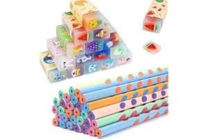 Gudotra 60 pezzi Gadget Compleanno Bambini 30 Matite Bambini con 30 Gomme Cancellare Regalini Fine Festa Compleanno Matite Divertente