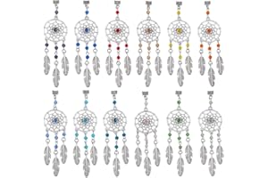 PH PandaHall 12pz Ciondolo Acchiappasogni in Lega con Piume Nappe Perline di Vetro, Pendenti Acchiappasogni per La Creazione di Gioielli Portachiavi Decorazioni per La Casa e Borse