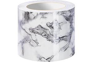 Yootiko Self Adhesive Wallpaper Border Marble Pattern Border Stickers Decorative Ceiling Border for Bedroom Bathroom Kitchen Wall Decoration White