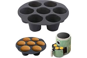 NOMEY 2 pezzi Stampo muffin accessori friggitrice 7 pirottini in silicone cupcake Teglie per Friggitrice ad Aria per Muffin in Silicone 7 Tazze Pirottini da Forno per Torte Cioccolatini (6 pollici)