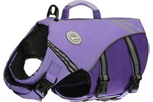 VIVAGLORY Gilet de Sauvetage Style Sportif pour Chien avec Flottabilité Supplémentaire, Gilet de Natation Ajustable et Durable pour Chiens de Petite Taille, Violet