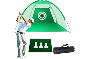 FINGER TEN Golf Putting Net and Mat 2M/3M with 3 Pcs Golf Rubber Tees and Carry Bag Value Set for Foldable Portable