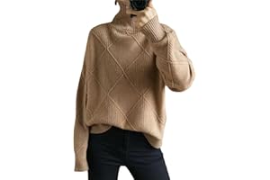 MAOAEAD Women's Loose Cashmere Turtleneck Sweater Cardigan Winter Warm Polo Neck Jumpers Soft Comfy Knitted High Neck Tops