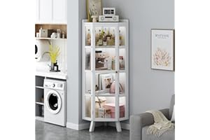 WDZDMYL Clear Display Case,Showcase Display Cabinet,Glass Display Cabinet,Curio Cabinets,Tall Bookshelf Bookcase with Glass Doors,Storage Cabinet,Large Display Cabinet with Doors white Five