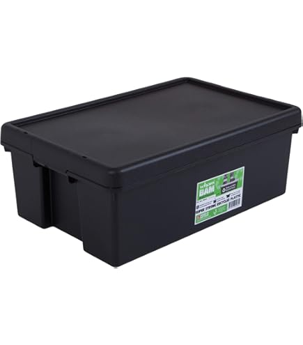Wham Bam Heavy Duty Lot De 6 Boîtes De Recyclage Avec Couvercle Noir 2,3 L 19,50 X 14 X 16 Cm