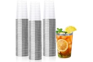 mauepersu Lot De 50 Gobelets En Avec Bord Dorée, 350 ml, Réutilisables, élégants, Verres à vin, Pour Champagne, Bière, Cocktail, Martini, Soda, Dessert (10,5 x 7,5 cm) (Argent)