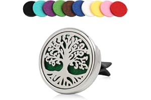 VIDSMOW Auto Aromatherapies Öl Diffusor, Lufterfrischer Vent Clip Medaillon mit 10 Ersatz Filz Pads für Auto, Büro und Wohnzimmer, Magnetverschluss für ätherische Öle