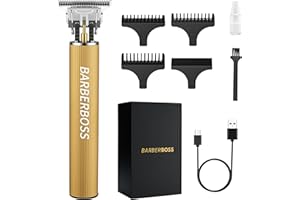 ‎BARBERBOSS Barberboss Bartschneider Männer Schnurlose Haarschneidemaschinen Männer: Männer Haarschnitt Clippers, Haarschneider Männer mit Präzision Detail Trimmer QR-2069 (GOLD)