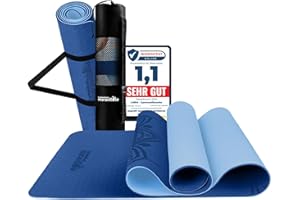 ‎LA MENTE ES MARAVILLOSA LA MENTE ES MARAVILLOSA - Gymnastikmatte, Rutschfest Yogamatte inkl. Tragegurt + Tasche + Übungs-E-Book, Gepolstert, Hautfreundliches TPE für Fitness/Pilates/Workout 183x61 cm