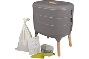 Design-KOMPOSTER - WURMKOMPOSTER - KOMPLETT-Set mit 1000 KOMPOSTWÜRMERN & Zubehör I Jetzt Küchenabfälle kinderleicht in Pflanzen-Dünger umwandeln I Wurmkiste - Wurmfarm für Küche, Balkon und Garten