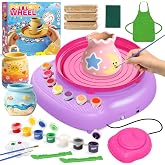 Fozcmisw Ceramic Lathe Children 6-12Years, Pottery Kit with Clay | DIY Craft Set with 3 Air Drying Clays, 14 Paints, Pedal an