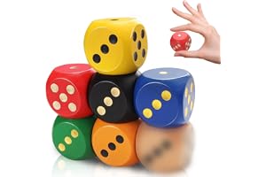 Cheynn 7 stycken kuber stora, 30 mm färgglada träkuber natur trä spelkub färgkub stora tärningsset tärningspunkter dice kniff