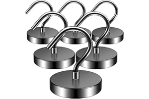 FINDMAG 6Pack Magnethaken Schwarz, 100lbs Neodym Magnet Haken, Magnet Mit Haken, Extra Starke Magnetische Haken für Camping, Magnetische Haken mit, Starke Magneten für Kreuzfahrt und Haushalt