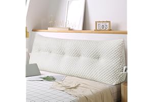 WUIOYNF Soft Wedge Cushion Bed Large Back Cushion, Comfortable and Supportive, Reading Pillow, Wall Cushion, Lumbar Cushion for Couch and Beds, Support Pillow, Neck Pillow with Removable Cover (White,