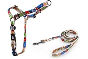 SUPER DOGGY Pettorina per Cani Easy Walk- Pettorina Anti-tiro per Cani Taglia Media, Grande e Piccola- Per l'Addestramento Antifuga con Guinzaglio e Pettorina - Impedisce al Cane di Tirare e Strozzarsi (M, CÓMIC)