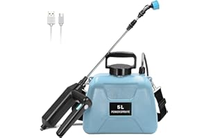 Kevsuvqin Pulverisateur Electrique 7.4V, Pulverisateur de Jardin 5L, Pulverisateur Lance Telescopique Rechargeable USB, Pulverisateur a Dos avec 3 Buses pour Jardin, Toiture, Arrosage, Désherbage