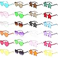 SAMISO 24 Paires de Lunettes en Forme de Cœur/Étoile Hippie Rétro,Lunettes de Soleil en Forme de Coeur,Lunettes de Soleil Tra