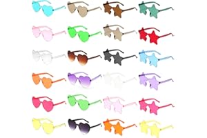 SAMISO 24 Paia Occhiali da Sole a Cuore,Occhiali da sole senza montatura cuore/stella,Occhiali da Sole Colorati per Festival Accessori,Carnevale, Feste di Compleanno,per Bambini e Adulti
