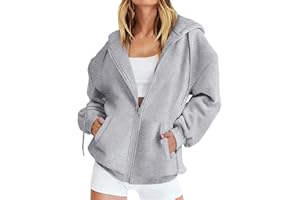 HEONSATI Hoodies for Women Uk, Women's Long Sleeve Sweatshirts Soft Comfortable Casual Hooded Jackets with Pockets Oversized Zip Up Hoodies Ladies Plain Zipper Lightweight Drawstring Cardigans Tops