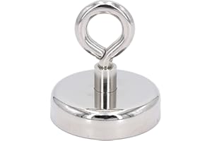 INTERVISIO Ösenmagnet Magnetfischen Neodym stark Magnete - Haftkraft 120 kg, Durchmesser 60 mm, große starke Topfmagnete als Neodymium Magnet - 1 Stück