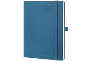 ‎POPRUN POPRUN Kalender 2024 2025 Wochenplaner 22 x 16,5 cm, 17-Monate-Terminplaner (Aug.2024-Dez.2025), Buchkalender 1 Woche 2 Seite Softcover mit PU-Leder, FSC®-Zertifiziertem Papier - Marineblau