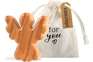 EYEZEEPTION Guardian Angel Christliche Geschenke Schutzengel Figur, Handschmeichler Holz Olivenholz Taufe Glücksbringer Prüfung Schutzengel Geschenk für Familie Freunde Patient