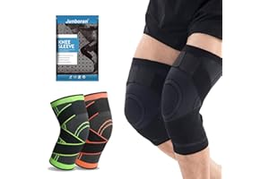 JUNBORAN Genouillère sport pour femmes/hommes [2 Pièces], Genouillere arthrose genou de Qualité Médicale, Genouillères rotulienne ligamentaire médicales les Déchirures du Ménisque,l'arthrite, attelle genou