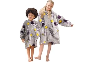 Adisputent Kids Blanket Hoodie Oversized Snuggle Blanket Sherpa Fleece Lined Blanket Hooded with Pockets Boys Girls Soft Cozy Fluffy Wearable Blanket 5-15 Years