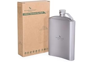 Boundless Voyage Titanio Hip Flask con Embudo Acampar Senderismo Escalada Bolsillo Alcohol Whisky Flask Flagon Copa de vino Taza Pot