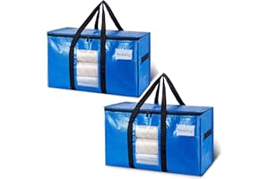 TAILI 2 Pack Scatole Trasloco extra-large, Borse da Trasporto Robuste con Cerniera per lo Stoccaggio,Cambio Stagione Contenitori,custodia blu per traslochi salvaspazio,alternativa allo scatolone