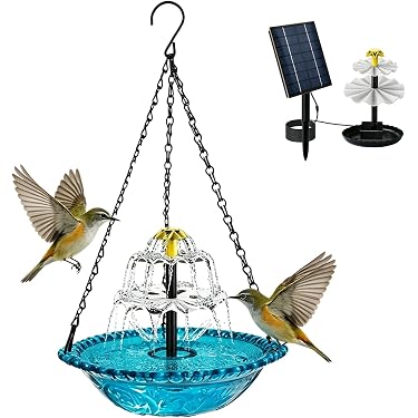 Vriusi Papegaaienbad Met Automatische Douche – Draaibaar Ontwerp En Watercirculatie | Voor Kleine En Middelgrote Vogels, ABS/PP, Blauw