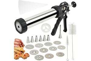ROSELEE Churreras para Churros Acero Inoxidable,Prensa de Repostería para Galletas,Máquina para Hacer Churros con 9 Plantilla,11 Boquilla y Cepillar,Biscuit Maker Machine para Churro Galletas Salchicha