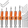 Hex Countersink Drill Bit, Lytool 5Pcs Quick Change 6.35mm Adjustable Hex Countersink Drill Bit Set, Include 5Pcs Free Replaceable Drill Bits, for Woodworking Countersink Drill Bits