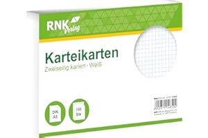 ‎RNKVERLAG RNKVERLAG 114850 - Karteikarten kariert 5 mm, weiß, DIN A5 1 Packung à 100 Karten