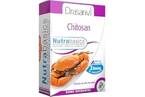 DRASANVI NUTRABASICS CHITOSAN - Fibra de origen marino que ayuda a eliminar la grasa - SIN GLUTEN - 60 cápsulas vegetales