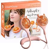 One94Store Rechargeable Neck Fan (Pink) | 1200mAh Battery, USB Powered Hands-Free Hanging Fan | Single Speed Dual Fan | Porta