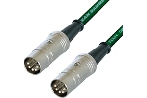 VAN DAMME, REAN Van Damme Midi Lead. 5 Pin Din PHANTOM POWER Synth, Interface, Foot Switch Cable (4m, Green)